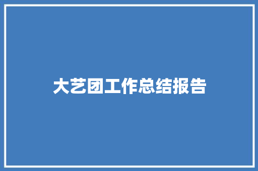 大艺团工作总结报告 写作素材