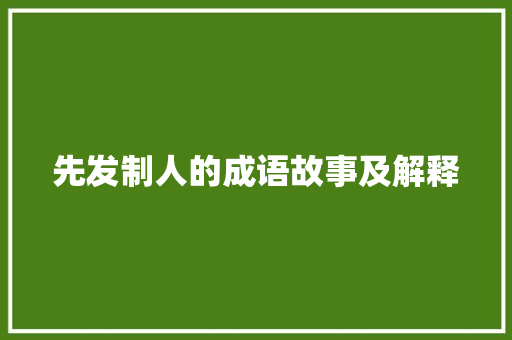 先发制人的成语故事及解释 范文赏析