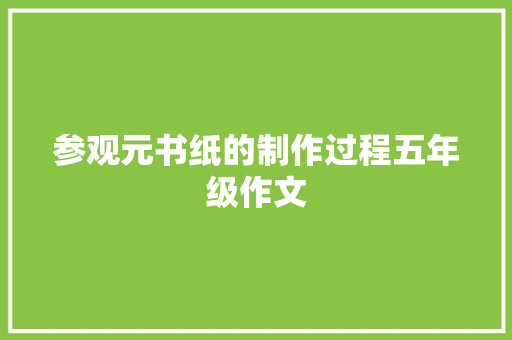参观元书纸的制作过程五年级作文
