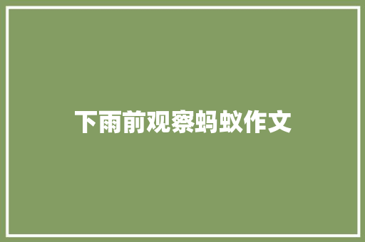 下雨前观察蚂蚁作文 写作社区