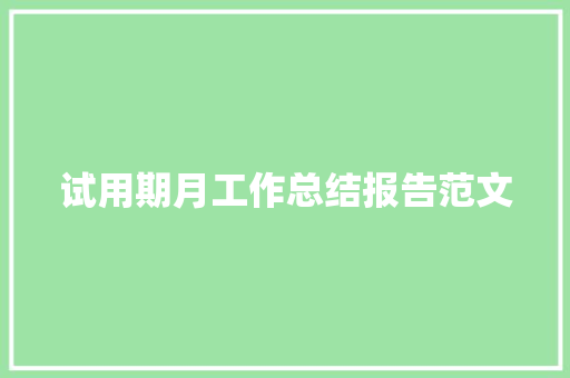 试用期月工作总结报告范文 简历模板