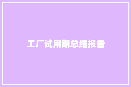 工厂试用期总结报告 简历模板
