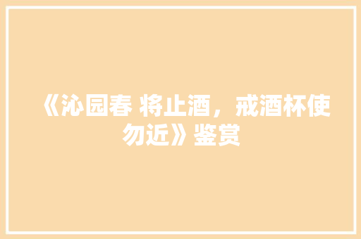 《沁园春 将止酒，戒酒杯使勿近》鉴赏