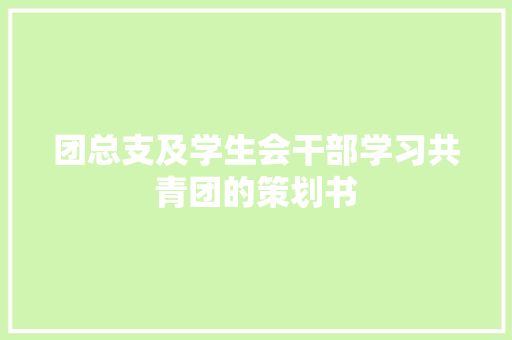 团总支及学生会干部学习共青团的策划书 报告写作