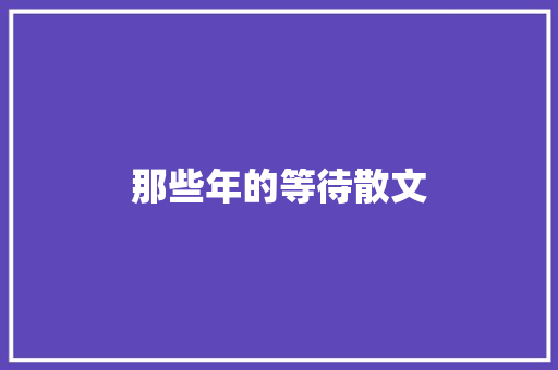 那些年的等待散文 商业文案