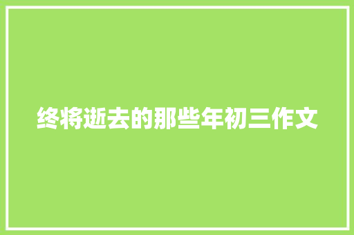 终将逝去的那些年初三作文 简历模板