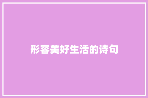 形容美好生活的诗句 简历模板