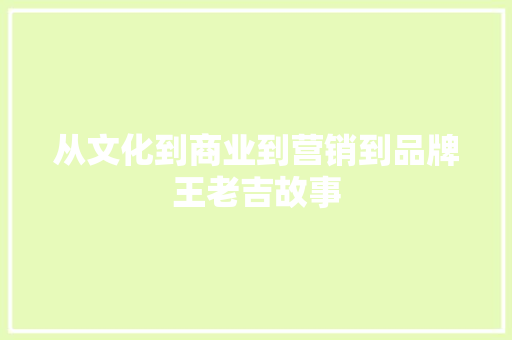 从文化到商业到营销到品牌王老吉故事 写作技巧