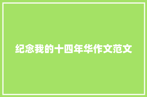 纪念我的十四年华作文范文 商业文案