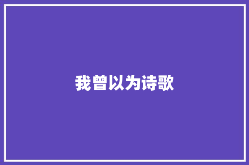 我曾以为诗歌 商业文案