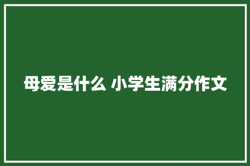 母爱是什么 小学生满分作文 报告写作