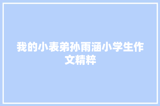 我的小表弟孙雨涵小学生作文精粹 写作技巧