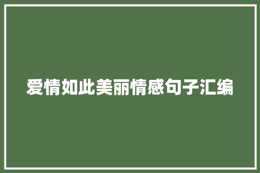 爱情如此美丽情感句子汇编 商业文案