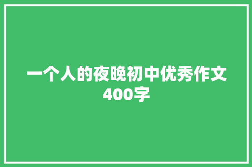 一个人的夜晚初中优秀作文400字 报告写作