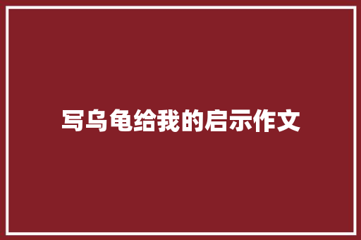 写乌龟给我的启示作文 写作社区