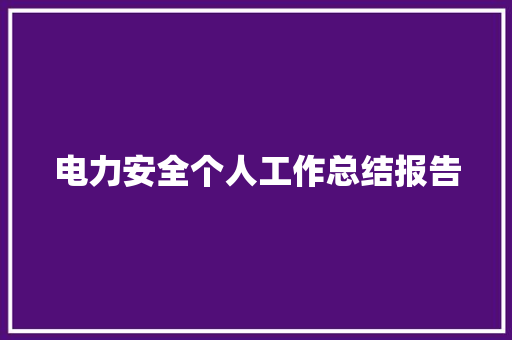 电力安全个人工作总结报告 词汇积累