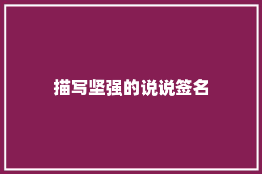 描写坚强的说说签名