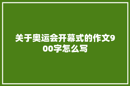 关于奥运会开幕式的作文900字怎么写 报告写作