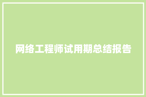 网络工程师试用期总结报告 写作技巧