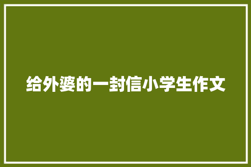 给外婆的一封信小学生作文 简历模板