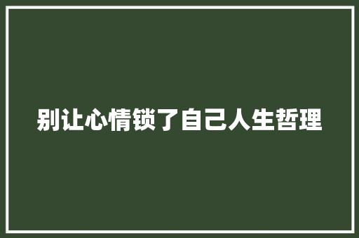 别让心情锁了自己人生哲理 报告写作