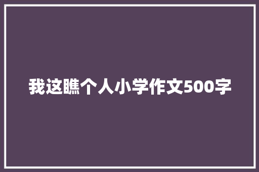我这瞧个人小学作文500字 写作素材