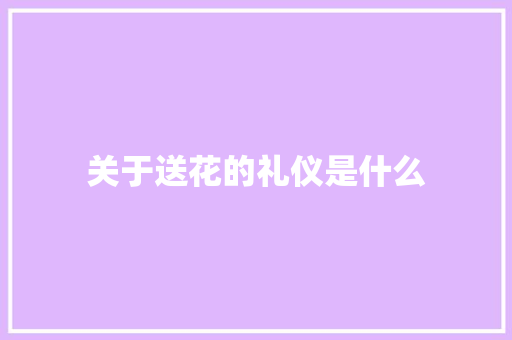关于送花的礼仪是什么 词汇积累