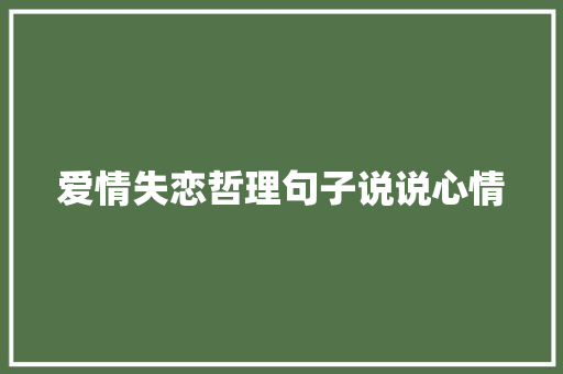 爱情失恋哲理句子说说心情