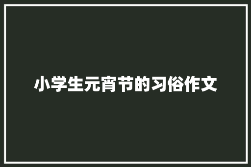 小学生元宵节的习俗作文