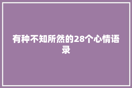 有种不知所然的28个心情语录 写作技巧