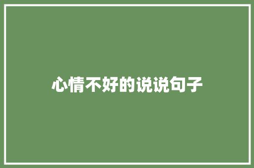 心情不好的说说句子 写作素材