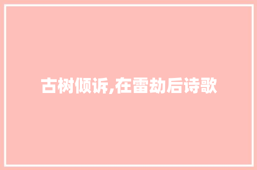 古树倾诉,在雷劫后诗歌 商业文案