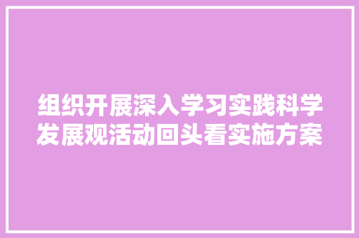 组织开展深入学习实践科学发展观活动回头看实施方案 商业文案