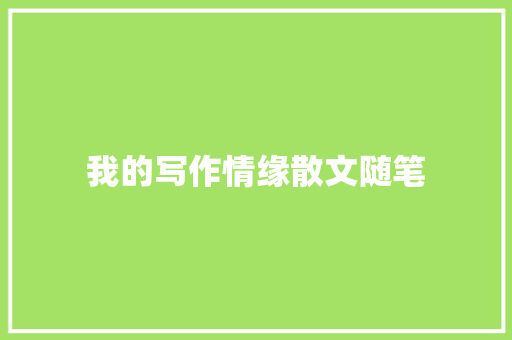 我的写作情缘散文随笔 词汇积累