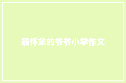 最怀念的爷爷小学作文 词汇积累