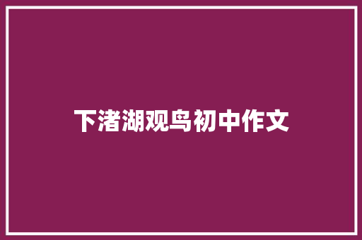 下渚湖观鸟初中作文 商业文案