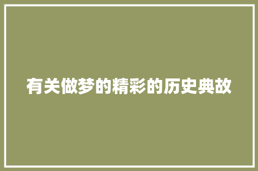 有关做梦的精彩的历史典故 商业文案