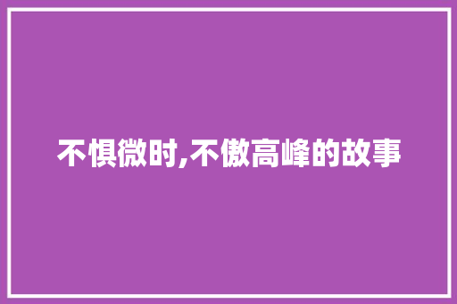 不惧微时,不傲高峰的故事 写作技巧