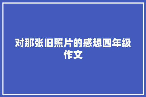 对那张旧照片的感想四年级作文 范文赏析