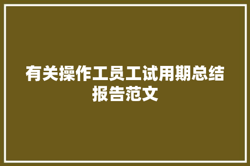 有关操作工员工试用期总结报告范文 词汇积累