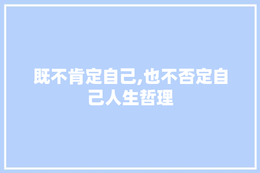 既不肯定自己,也不否定自己人生哲理 词汇积累