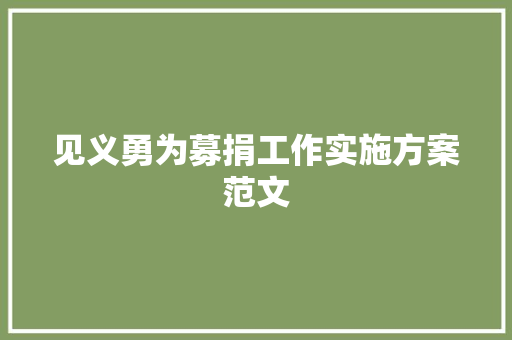 见义勇为募捐工作实施方案范文 范文赏析