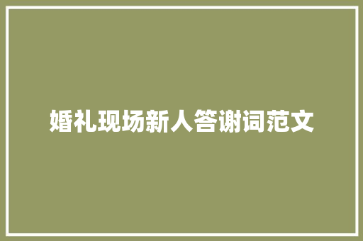 婚礼现场新人答谢词范文 商业文案