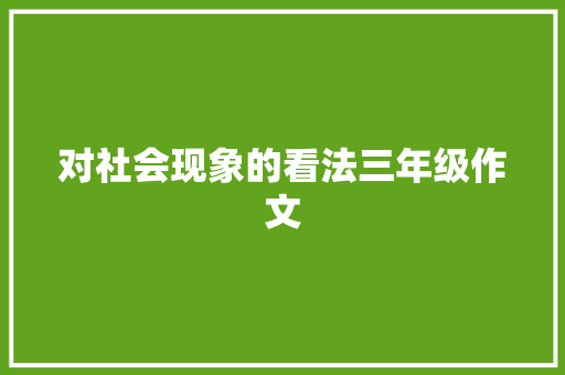 对社会现象的看法三年级作文 简历模板