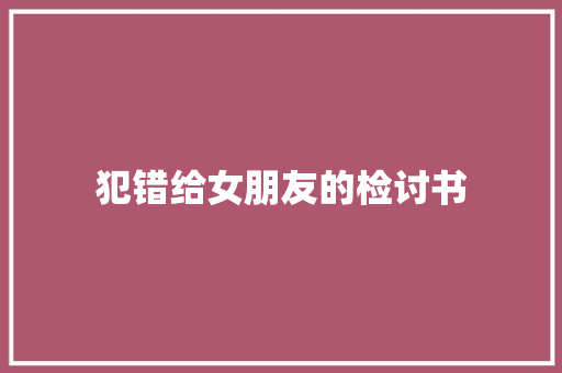 犯错给女朋友的检讨书