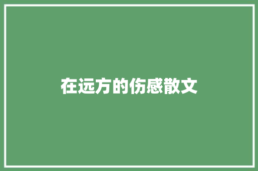 在远方的伤感散文 报告写作