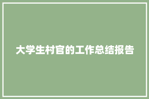 大学生村官的工作总结报告 报告写作