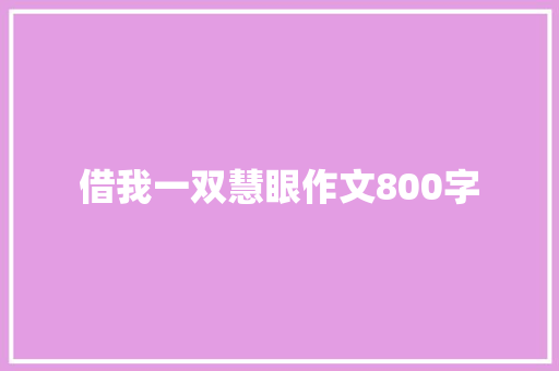 借我一双慧眼作文800字 简历模板