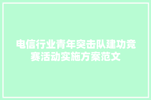 电信行业青年突击队建功竞赛活动实施方案范文 写作素材