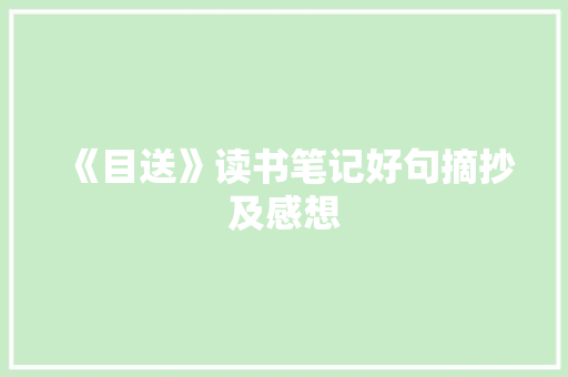 《目送》读书笔记好句摘抄及感想 诗歌创作